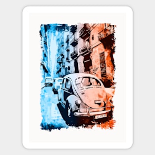 Barcelona Spain Vintage Streets Postcard Art Style Around The World Cataluña España Magnet